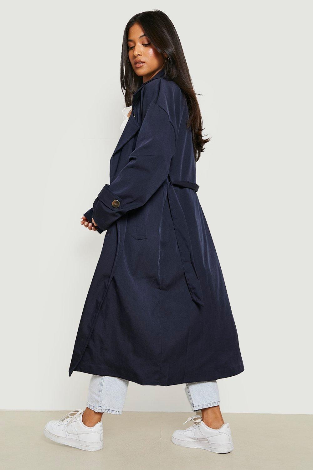 Petite Oversized Longline Utility Trench Coat | boohoo